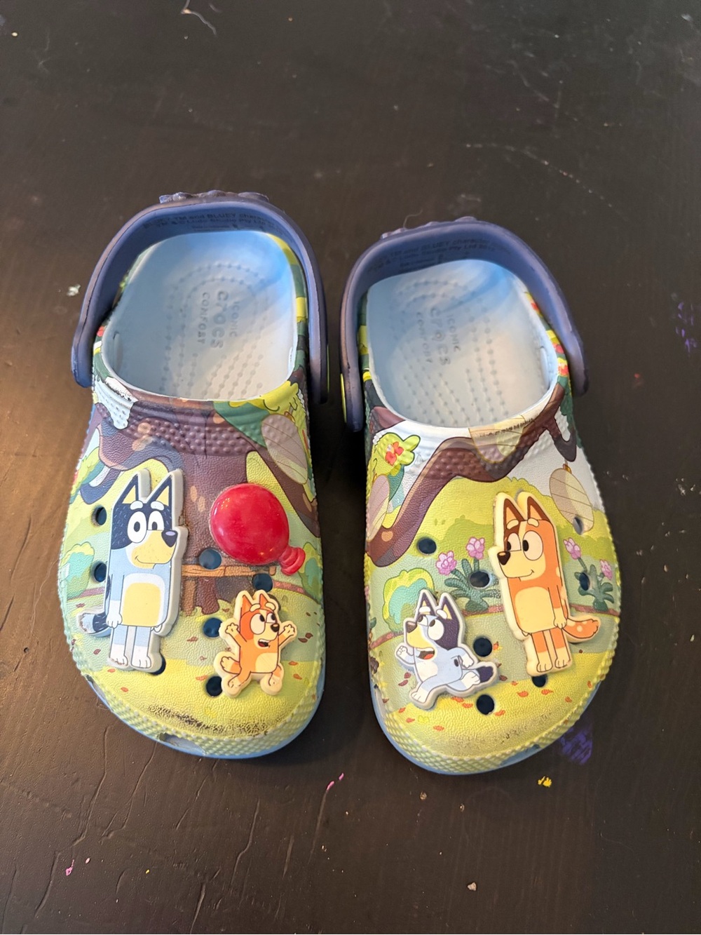 CROCS Kids Bluey Graphic Clogs in Yellow and Purple
